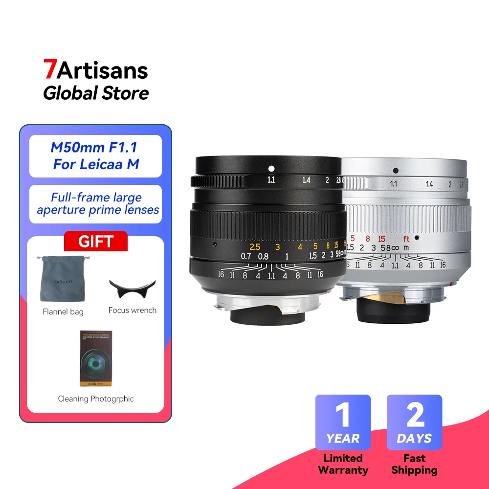 

7artisans 7 artisans 50mm F1.1 Leica M Mount Fixed Lens for Leica M-Mount Cameras Like Leica M-M Leica M240 Leica M3 Leica M6 M7