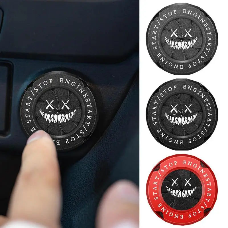 

Push Start Button Cover Smiling Face Spin Engine Alloy Start Button Cover Alloy Engine Ignition Switch Rotary Protective Covers