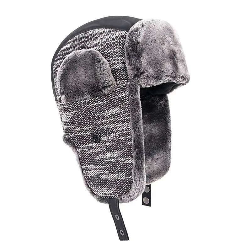 

Bomber Hats Winter Men 2022 Warm Russian Ushanka Hat With Ear Flap Knitted Pu Leather Fur Trapper Cap Earflap Ski Snow Hats Boy