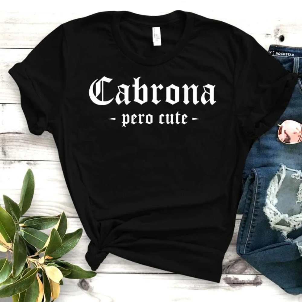 

Ladies Casual Cabrona Pero Latina Printed Tee Women Comfortable T-shirt Cotton Funny Short Sleeve Gift For Girls Top