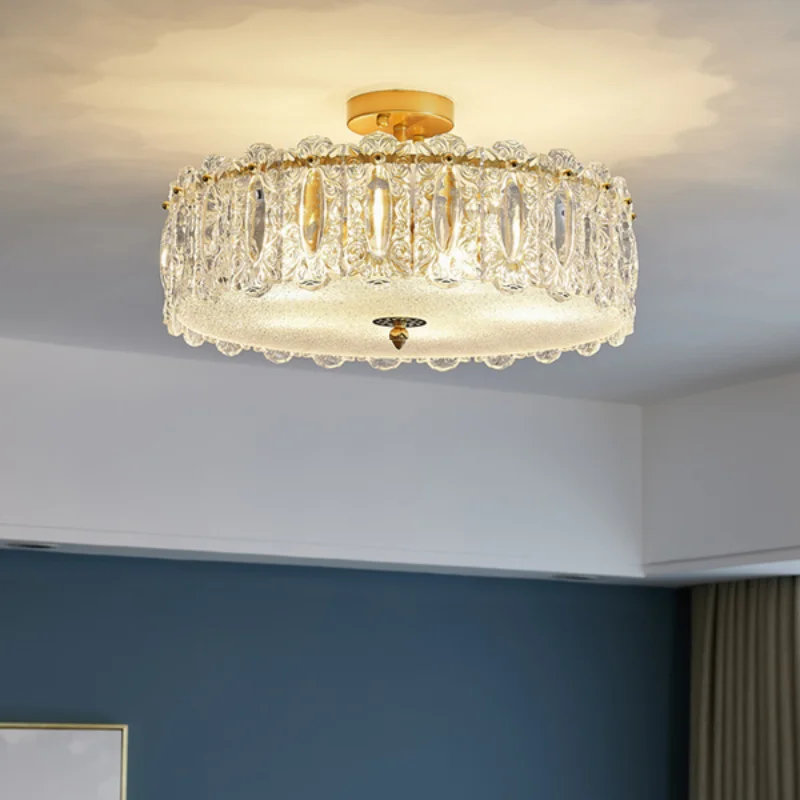 

French Retro Ceiling Master bedroom, room lamp, study Dining Room, Light Luxury Palace Medieval Glass Lamps And Lanterns