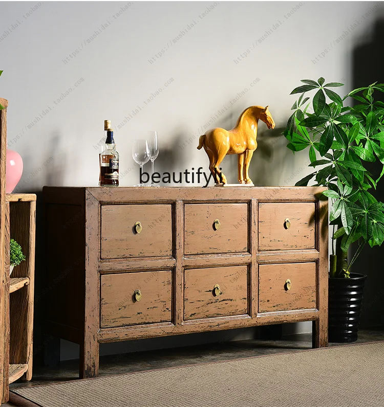 Простой Новый шкаф-сервант в китайском стиле с шестью ящиками комбинезон ретро