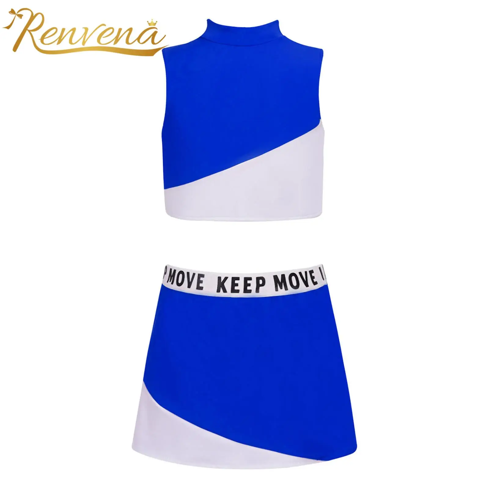 

Kids Girls Workout Sport Suit Sportswear Gymnastic Outfits Sleeveless Patckwork Tank Top + Skirt Set for Tennis Golf Badminton