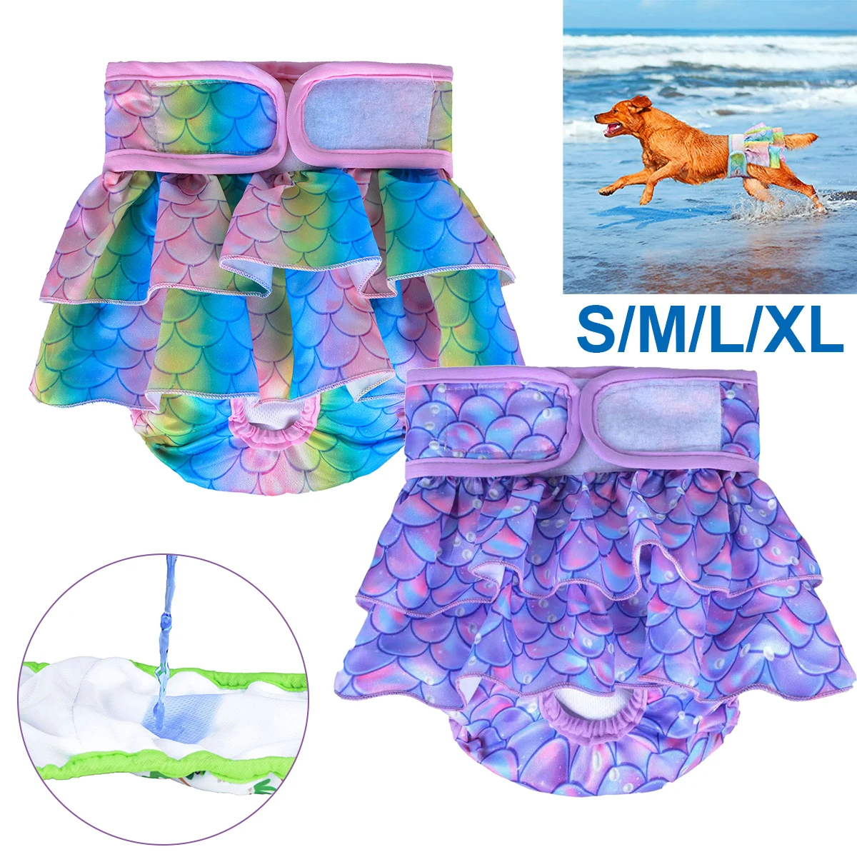 

2 шт., многоразовые подгузники для собак