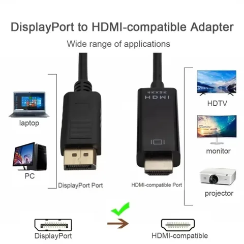 4K DP-HDMI-совместимый кабель-конвертер DisplayPort Display Port к HDMI-видео-аудиокабель-адаптер для ПК, ноутбука, HDTV-проектора