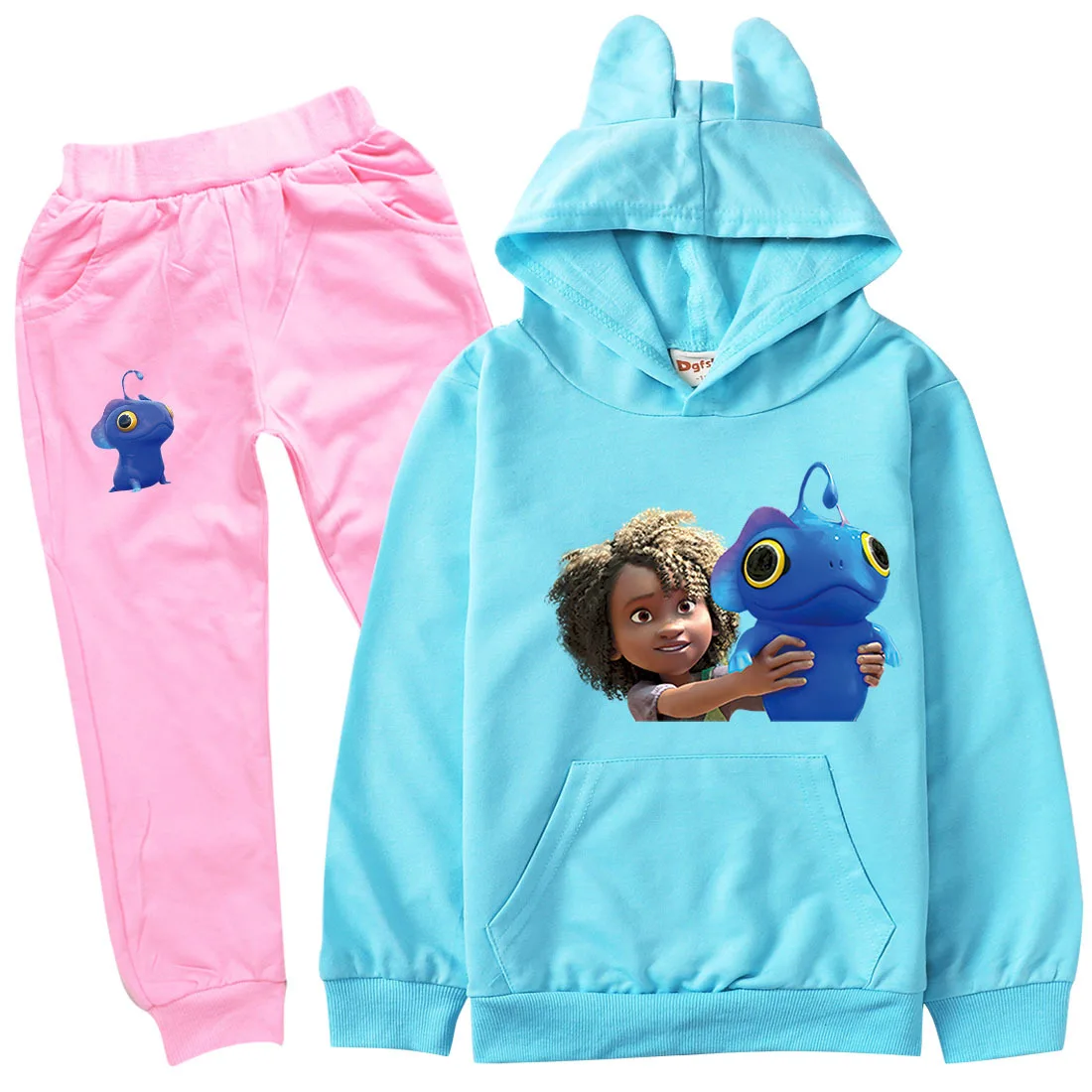 

2-15 years old the sea beast autumn and winter cartoon print hoodie + pants children's clothes 2 boys and girls sportswear suit
