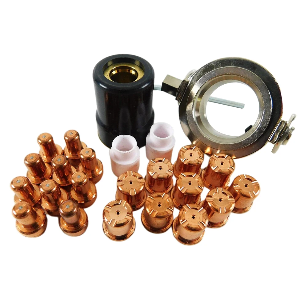 

24pcs LT50 Plasma Cutter Consumables Cutting Guide Kit CB50 CB70 1.0mm Nozzle PR0016/17 Electrode Welding Plasma Spares