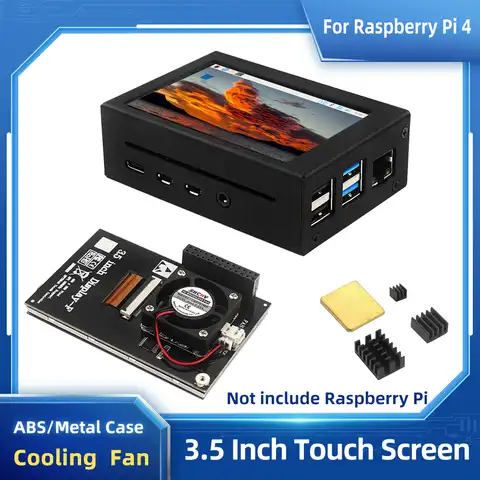 Новый 3,5 дюймовый сенсорный экран 480*320 ЖК-дисплей с охлаждающим вентилятором опционально ABS металлический чехол радиатор для Raspberry Pi 4 Модель...