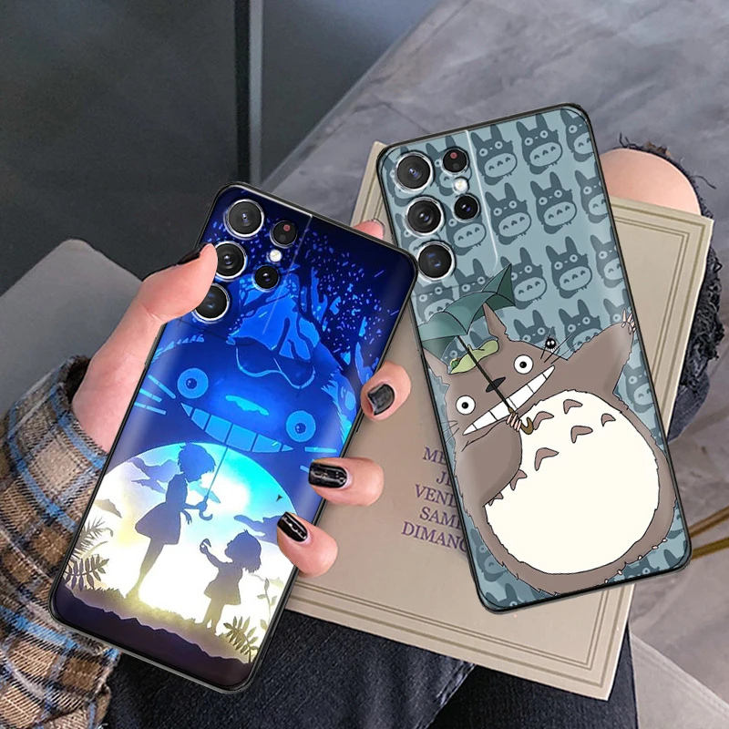 

Japan Anime Totoro Miyazaki Phone Case For Samsung Galaxy S22 S21 S20 Ultra FE 5G S22 S10 10E S9 Plus Soft Black Back Carcasa