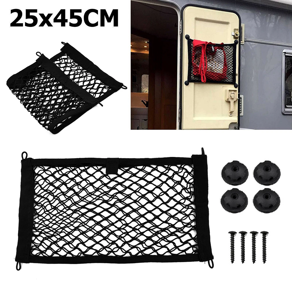 

1PC Car Storage Net 25x45cm Car Back Rear Mesh Trunk Seat Elastic String Net Universal Storage Bag For RV Caravan Motorhome Boat