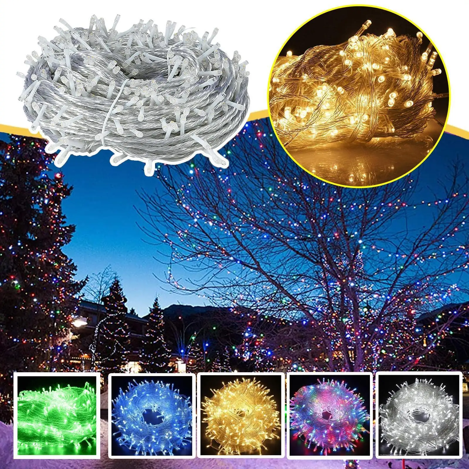 

Outdoor Christmas String Lights 100LED/10M Waterproof Colorful EU Plug In Fairy Light Twinkle Light For Bedroom Indoor Xmas T8M7