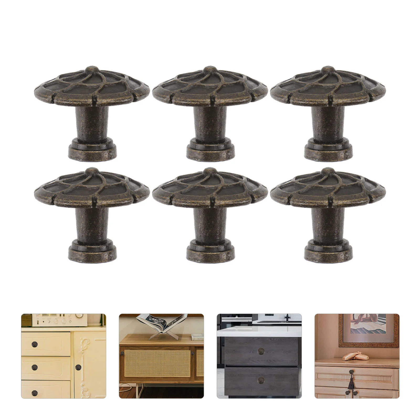 

6PCS Thickened Single Hole Drawer Handle Embossed Pattern Cabinet Handle