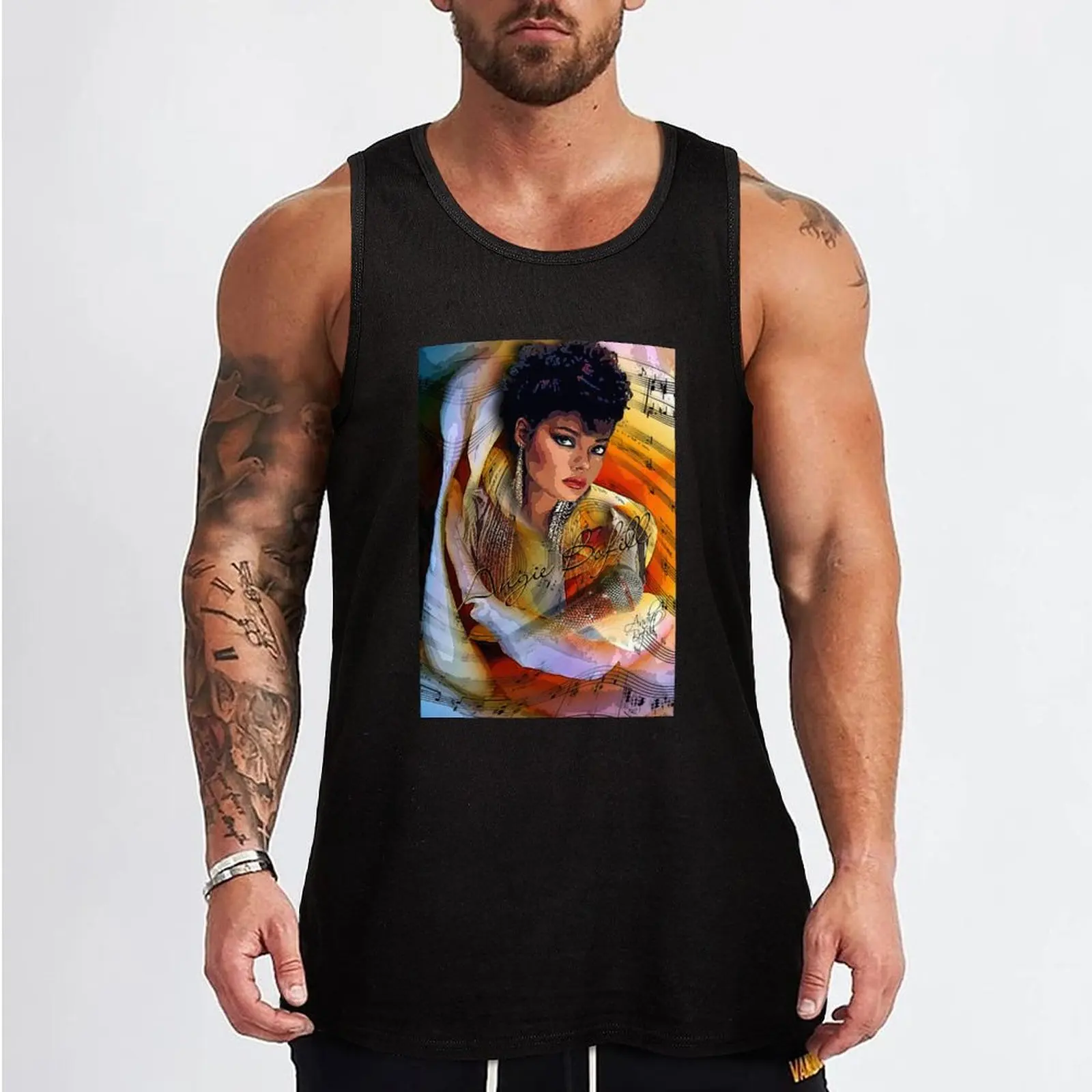 Футболка мужская с цветочным рисунком без рукавов