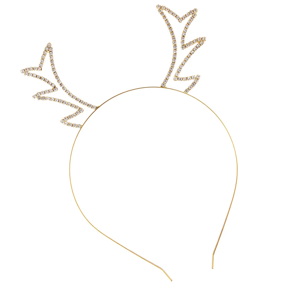 

Antler Rhinestone Headband Hair Accessories Christmas Gifts Decoration Hoop Metal Headgear Festive Hoops Antlers Photo Props