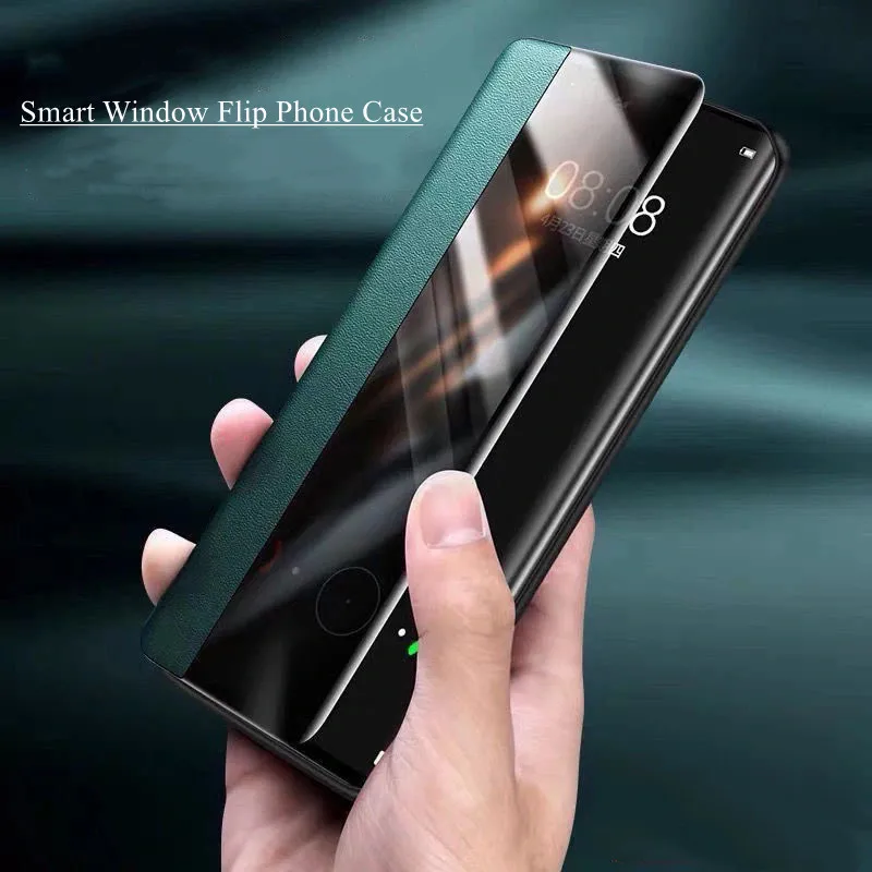 

For oppo find x5 pro case flip leather Original PU Flip leather Smart window phone case for oppo find x5 cover case fundas