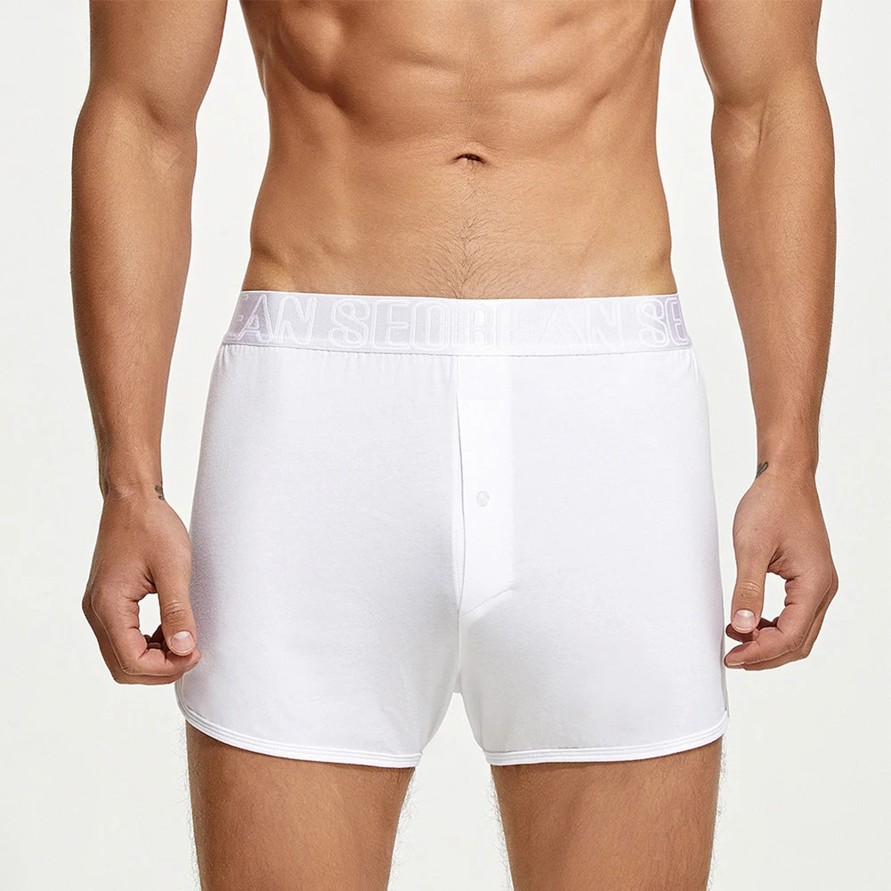 

Mens Sexy Cotton Comfortable Breathable Boxers Briefs Casual Button Low Waist Tracksuit Shorts Casual Loose Underpants Underwear