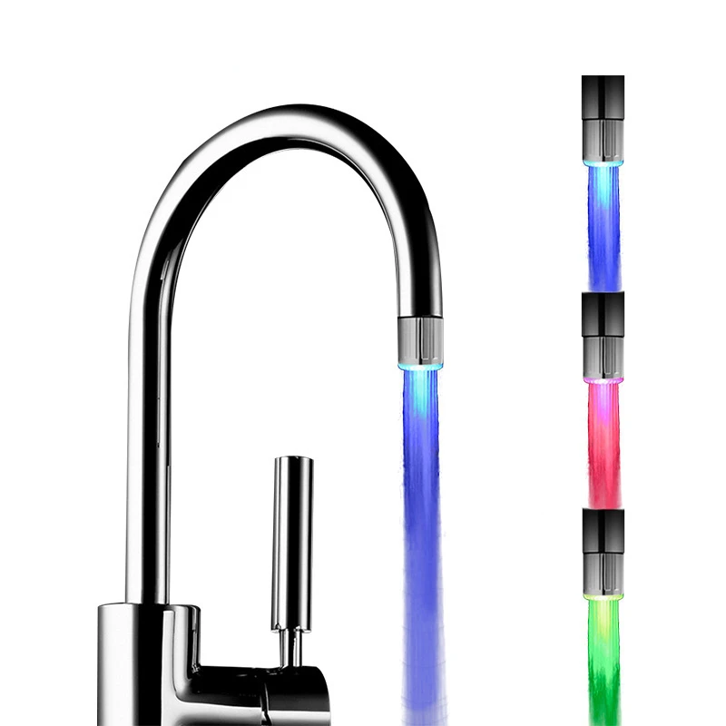 

LED Water Faucet RGB Changing Glow Kitchen Shower Tap Water Saving Novelty Luminous Faucet Nozzle Head 360 Degree