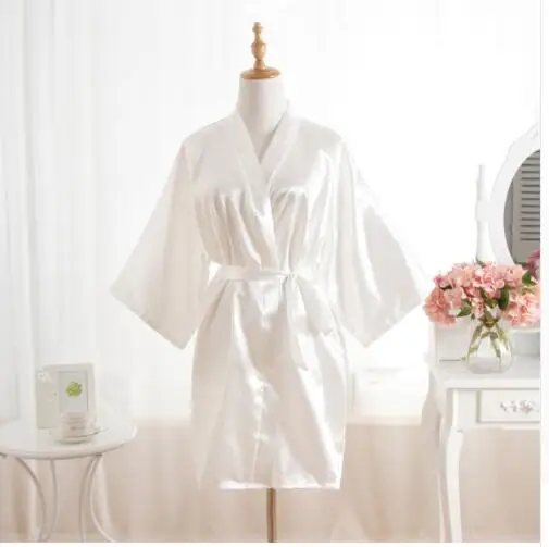 

Satin Sleepwear Short Robes Pajamas Robe Kimono Dress Bride J-white Nightgown Women Silk Bathrobe Bridesmaid Sexy Woman Wedding