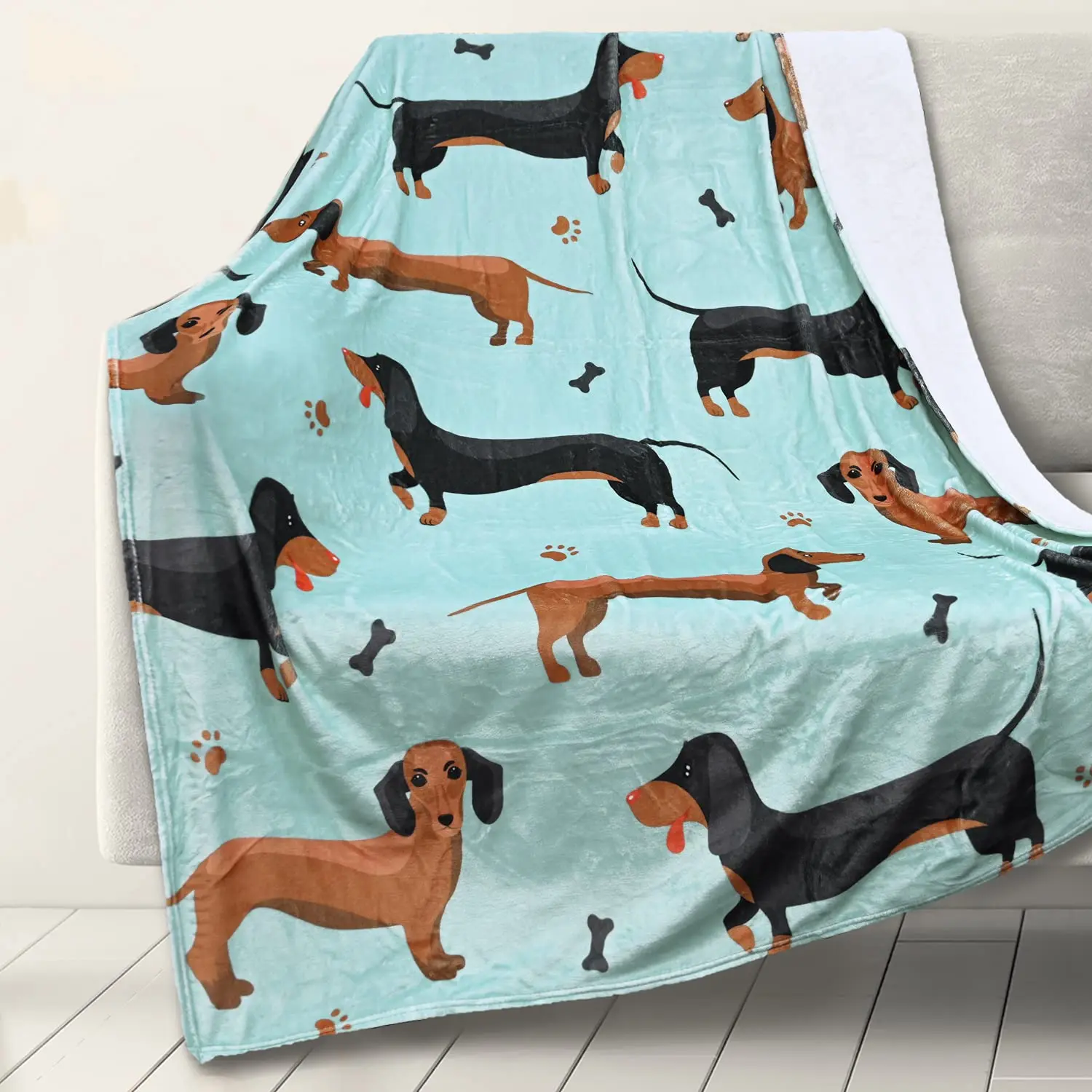 

Dachshund Dog Blanket Children Cartoon Animal Print Flannel Fluffy Soft Warm Throw Blankets for Couch Chair Sofa Plush Bed Sheet