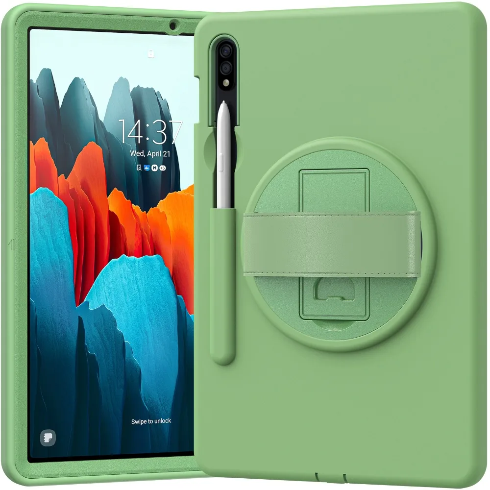 

360 градусов вращения для Samsung Tab S8 S7 T870 защитный чехол S8 полный чехол анти падение X700/X706 T875 (с ручкой слот) чехол для планшета