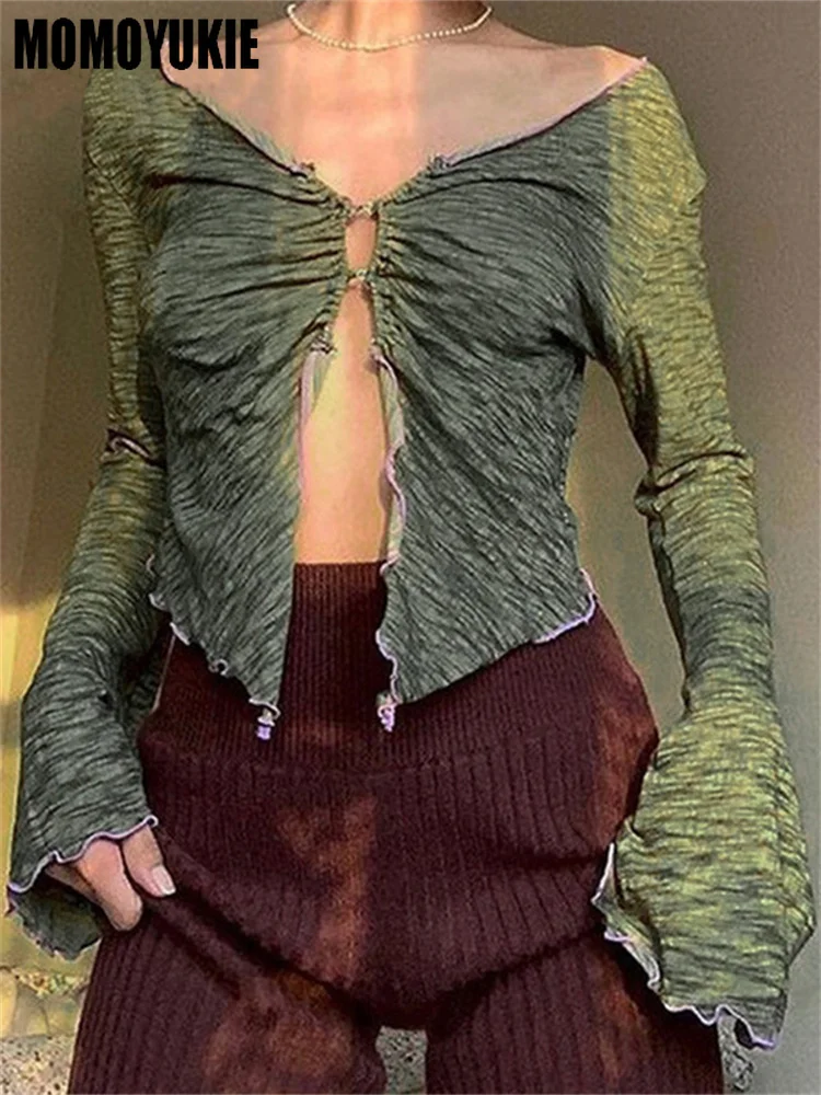 Женские блузки в стиле Харадзюку Летние Плиссированные футболки с вырезами и