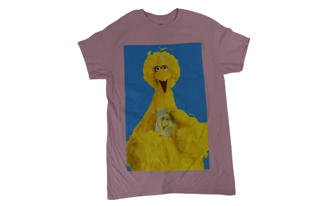 Мужская розовая футболка Улица Сезам большая птица новинка S(34-36) M(38-40)