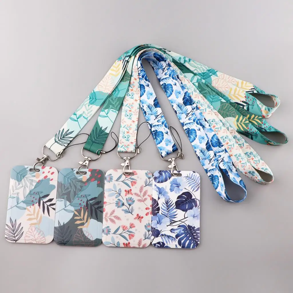 

Leaf Plant Lanyard For Keys Chain ID Credit Card Cover Pass Mobile Phone Charm Neck Strap Badge Holder Key Ring Accessories Gift