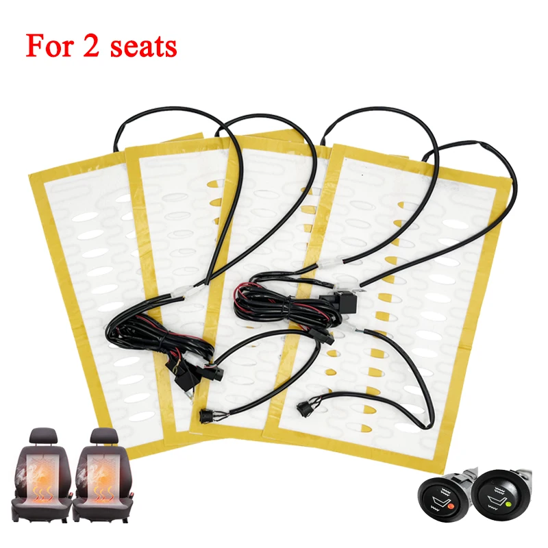 Новый комплект для подогрева автомобильных сидений, подходит для 2 сидений, универсальная проволока из сплава/углеродное волокно, нагревательная Подушка H/L, переключатель управления, автомобильные аксессуары