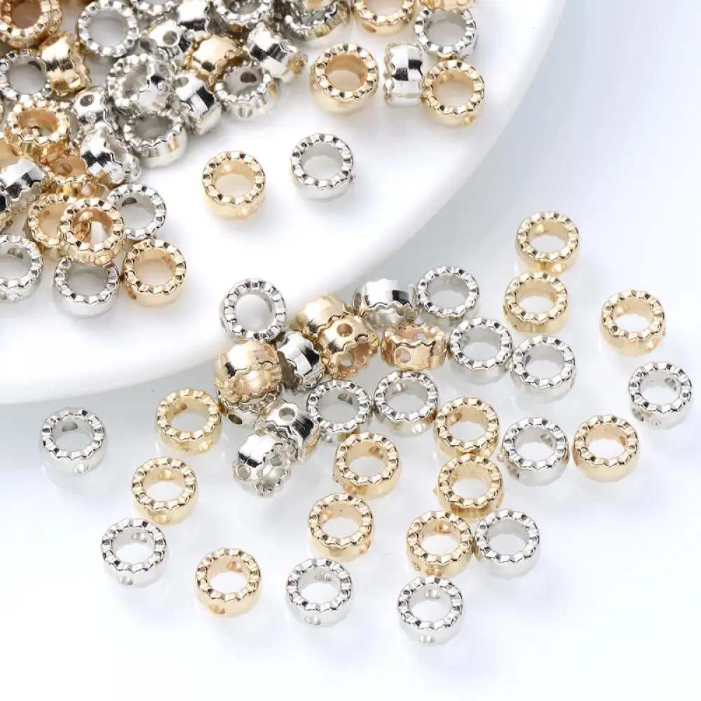 

6mm Gold Silver Color CCB Round Flower Pattern Acrylic Beads Loose Spacer Beads For DIY Jewelry Making Findings Accessories