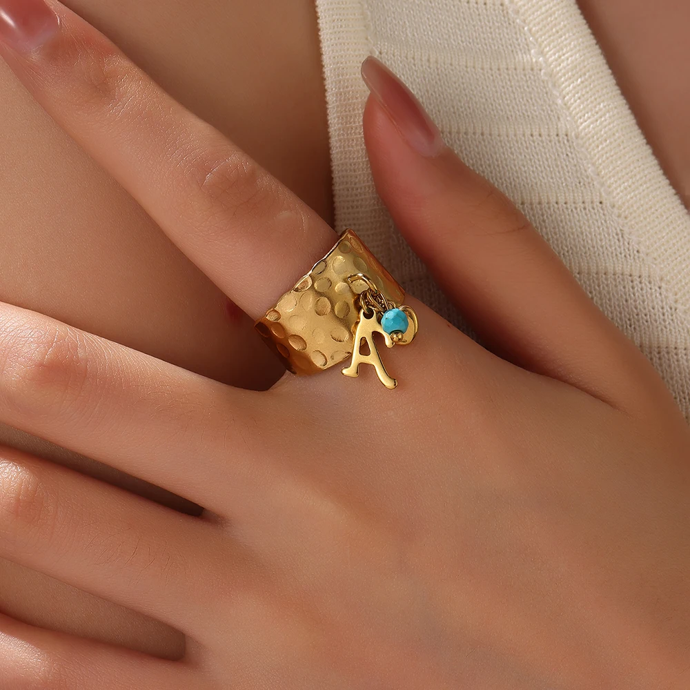 Кольцо с буквой из нержавеющей стали 316L для женщин 26 кулон в форме сердца A-Z