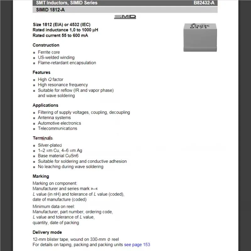 Патч-индукторы B82432 5шт