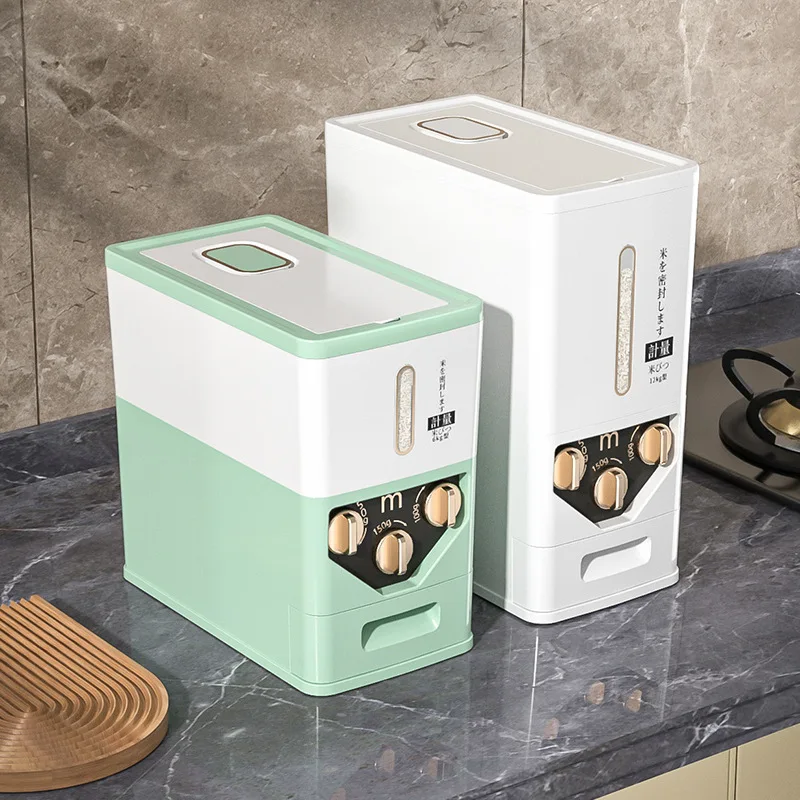 

6/12kg Kitchen Rice Dispenser Bulk Container for Rice Cereals Large Storage Containers Measuring Barrels Sealed Tank Box Jar