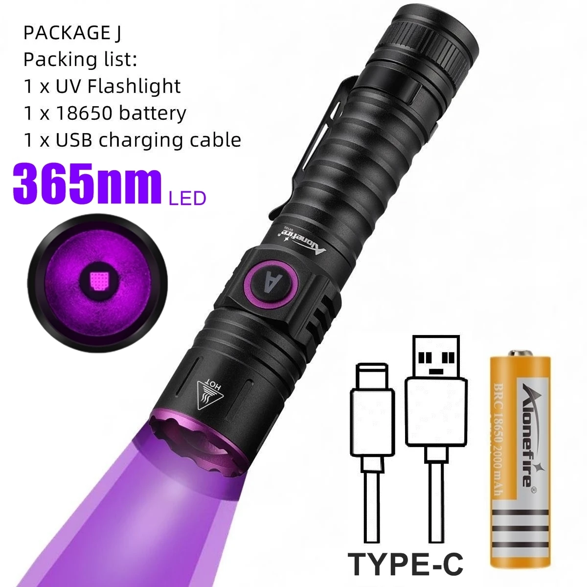 

AloneFire SV101-Black ультрафиолетовый фонарь 365/395 нм