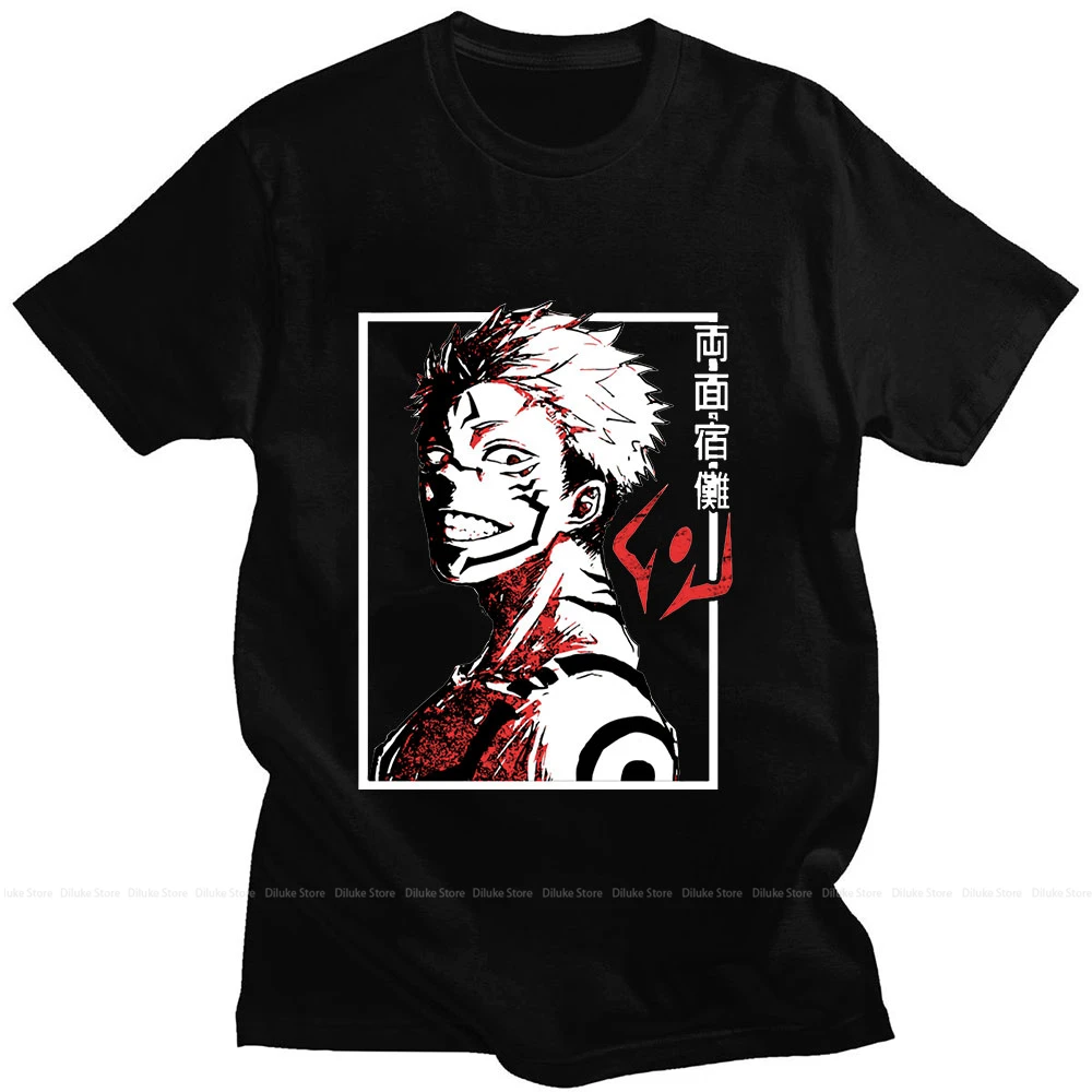 

Anime Jujutsu Kaisen Ryomen Sukuna Classic Fun Comic Print Summer Short Sleeve Cotton Casual Loose Men's T-Shirt High Street