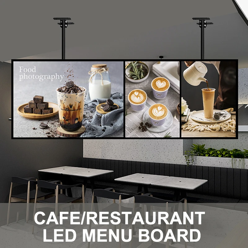 Slim LED Snap Frame Advertise Light Box Fast Food Restaurant LED Menu Board Sign Poster Display Lightbox Wall Advertising Signs