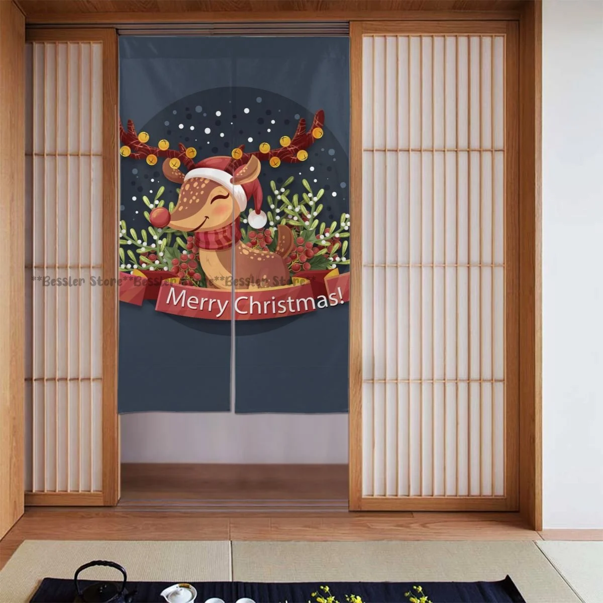 Рождественский милый олень дверная занавеска перегородка для комнаты украшение