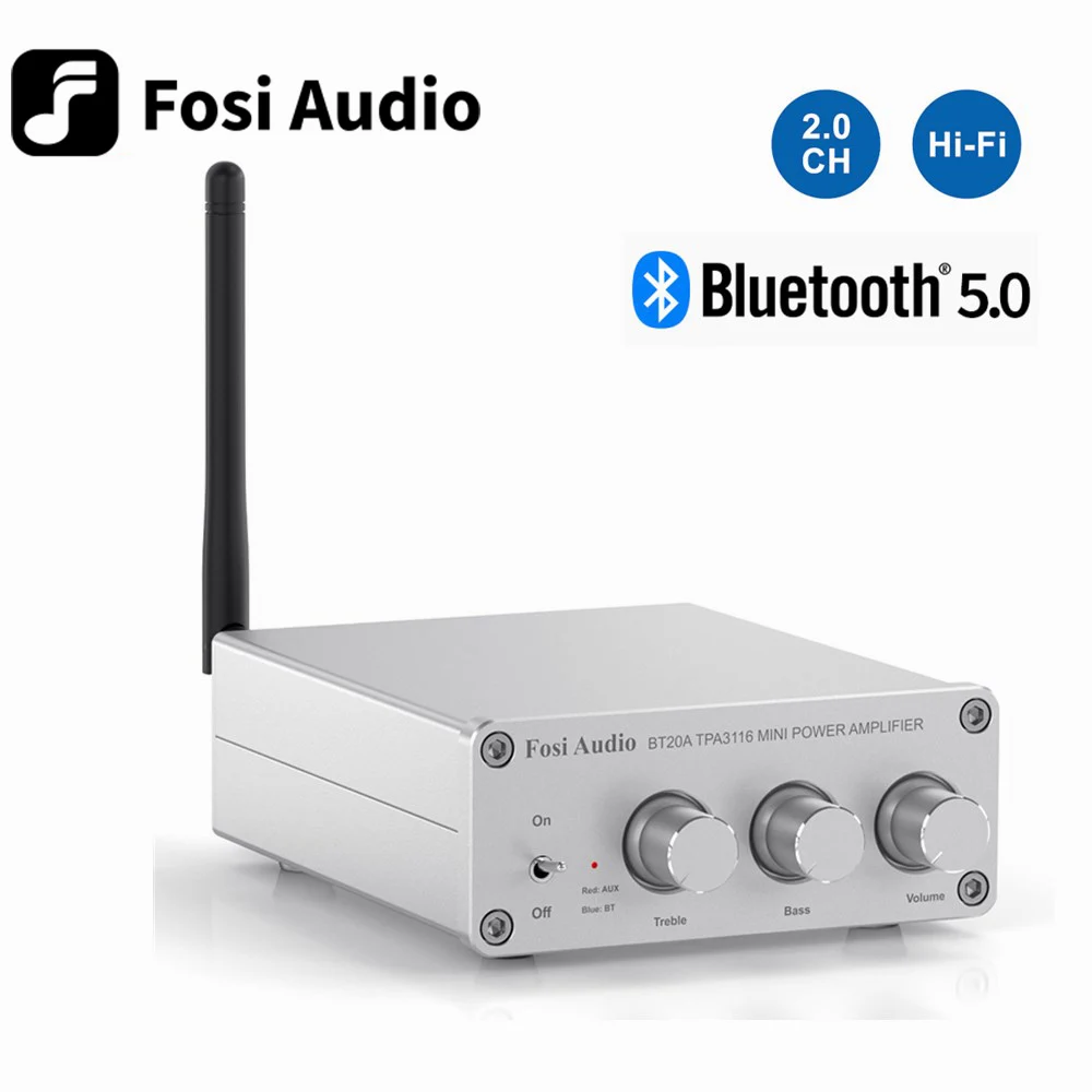 Fosi Audio BT20A Bluetooth 5.0 Receiver Amplifier Audio Digital Power Amplifier  2*100W Mini HiFi Class D Home Speaker