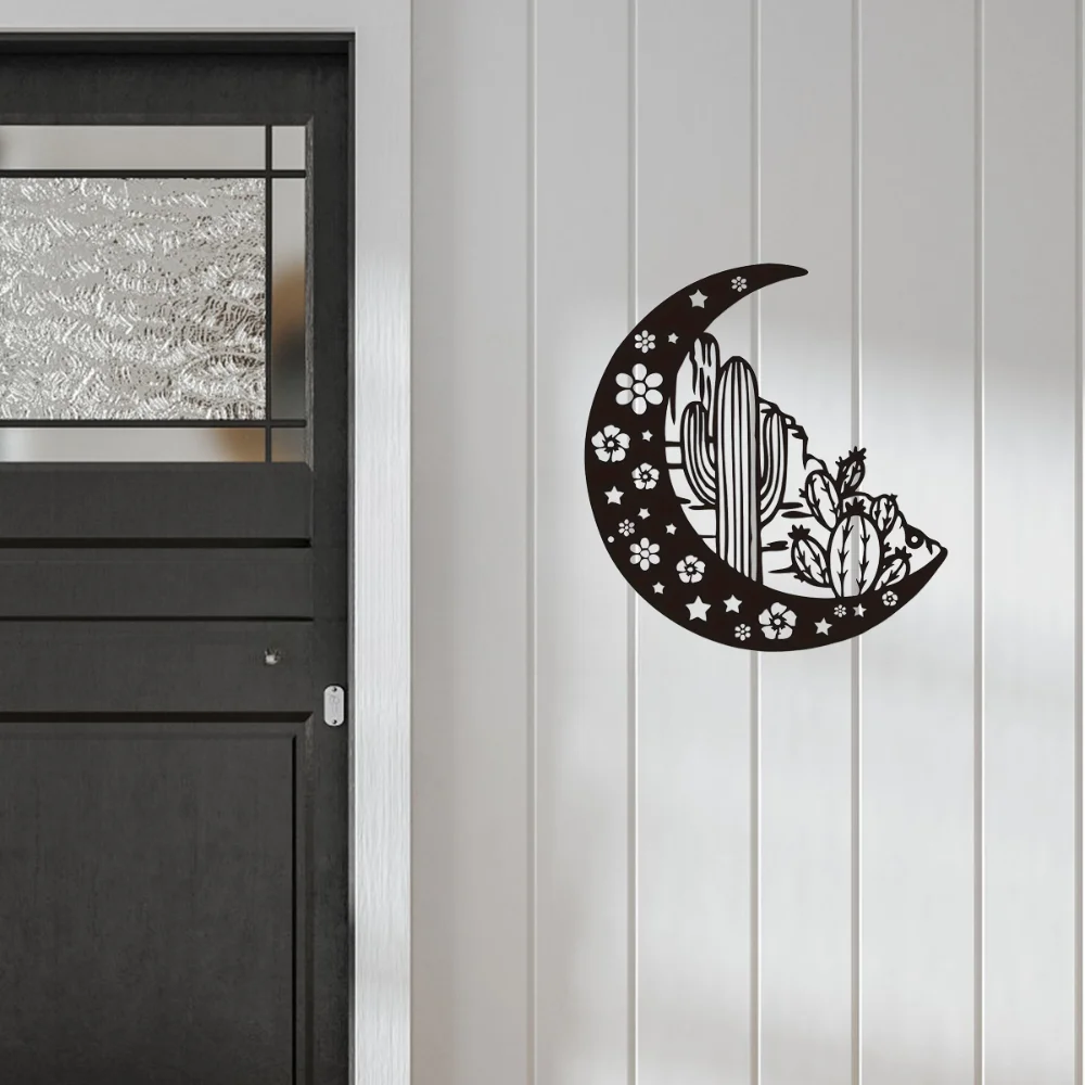 Привлекательный Металлический Знак Кактуса И Луны 1 Шт. Настенное Художественное