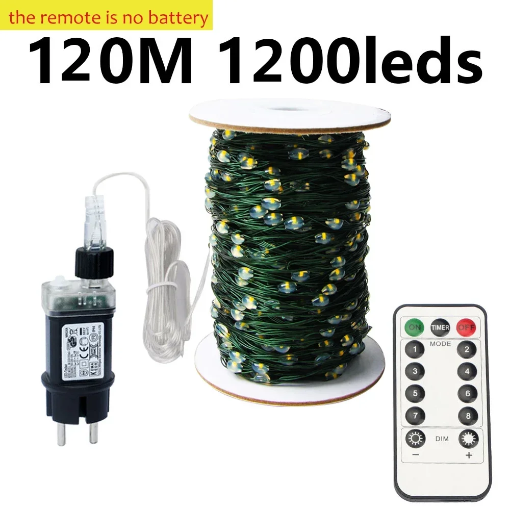 

100 м светодиодная гирлянда с зеленым проводом, гирлянда, рождественская гирлянда для улицы, дома, рождественская, новогодняя, елка, уличное украшение для вечеринки