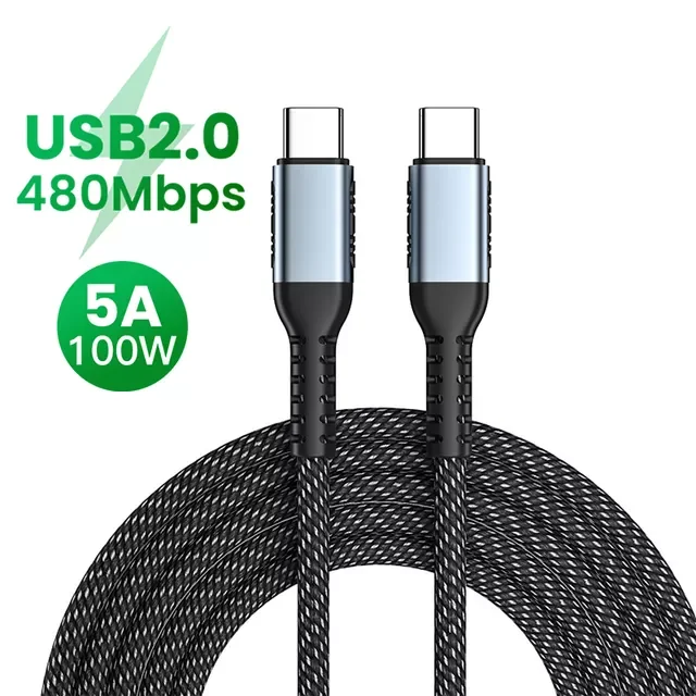 

Thunderbolt 3 Cable PD 100W 5A Fast Charging USB Type C to Type C Cable 8K@60Hz 20Gbps Data Cable For Macbook Pro 2/3m