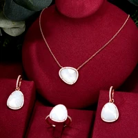 soramoore original luxury necklace white cute earrings ring jewelry set for women wedding russia dubai bridal party jewelry