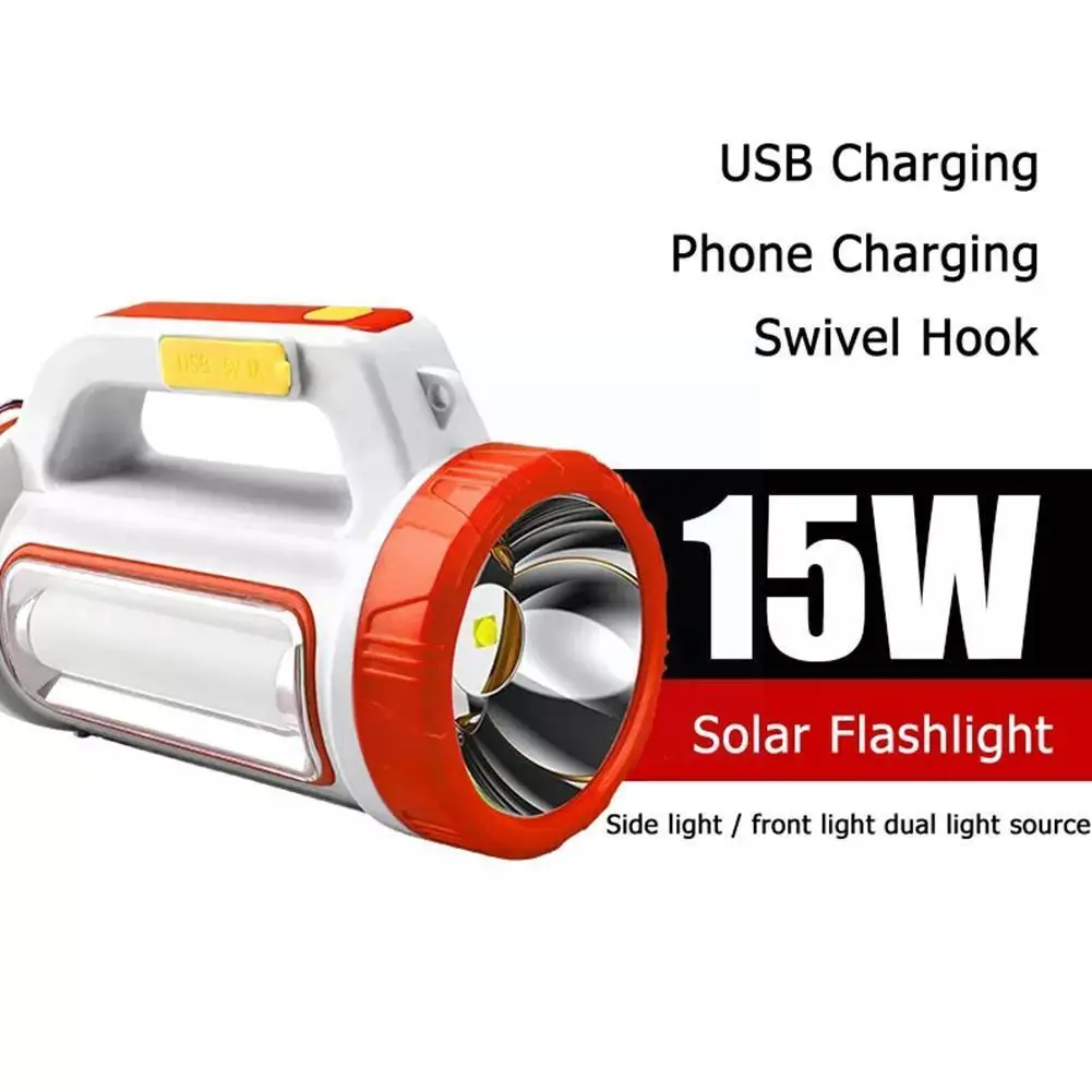 

Мощный перезаряжаемый светодиодный фонарь, уличный портативный светильник на солнечной батарее, с питанием от Usb светильник онарь для экст...