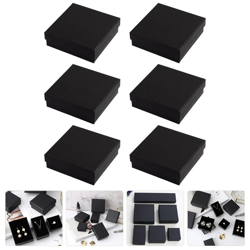 

6pcs Jewelry Gift Wrapping Box Portable Earring Necklace Storage Box Empty Gift Box With Sponge Liner Cardboard