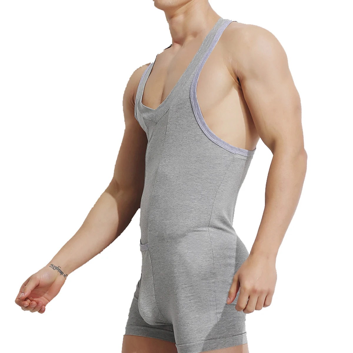 YUFEIDA Mens Undershirts Sexy Bodysuits Breathable Men Leotard Body Building Boxershorts Singlet Underwear Shapewear Jumpsuits