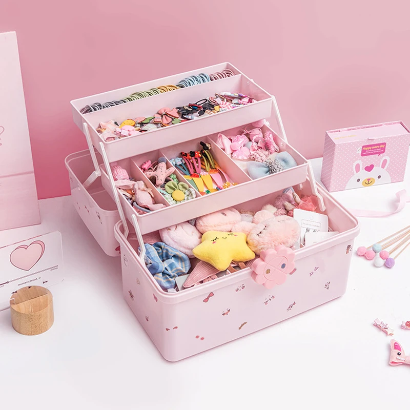 Children's Hair Accessories Storage Box Baby Head Rope Hairpin Rubber Band Head Jewelry Dressing Cute Girl Jewelry Box Large Cap