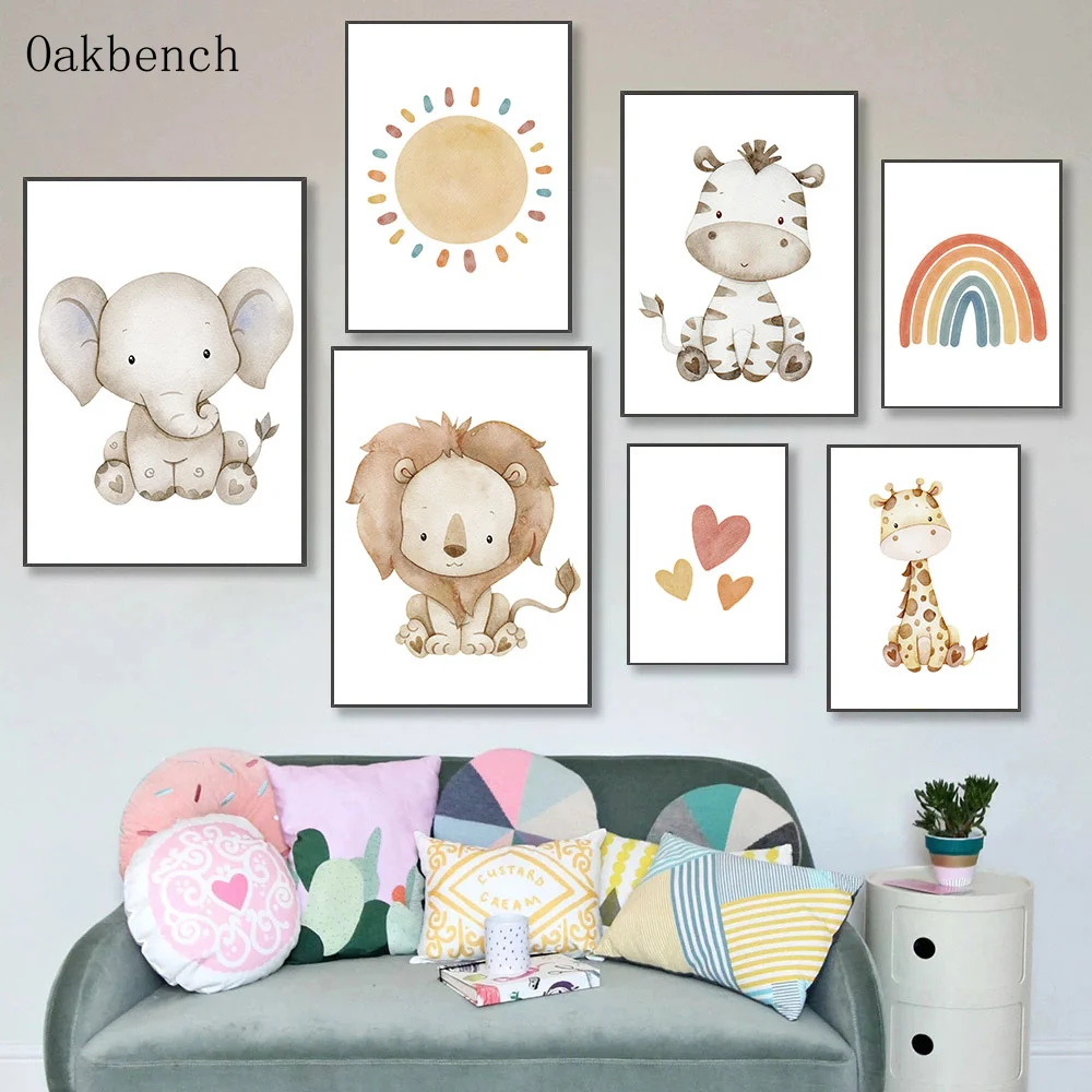 Детская Картина на холсте постер с жирафом в скандинавском стиле - купить по