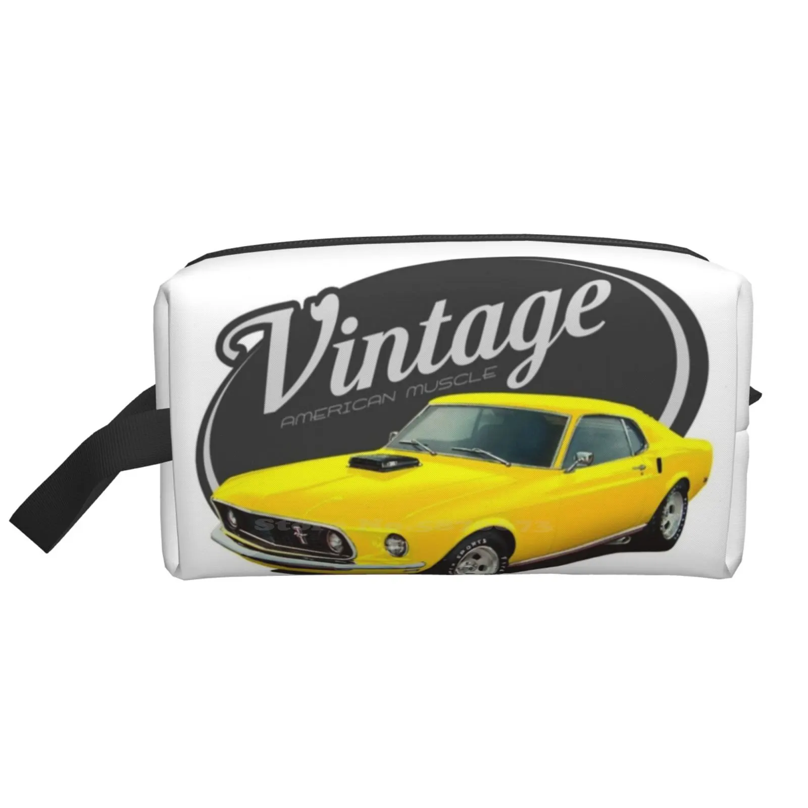 

Vintage Yellow Mustang Portable Storage Bag Bathroom Travel Large Size Vintage Retro Old Classic Car Gt 1969 69 Yellow Muscle