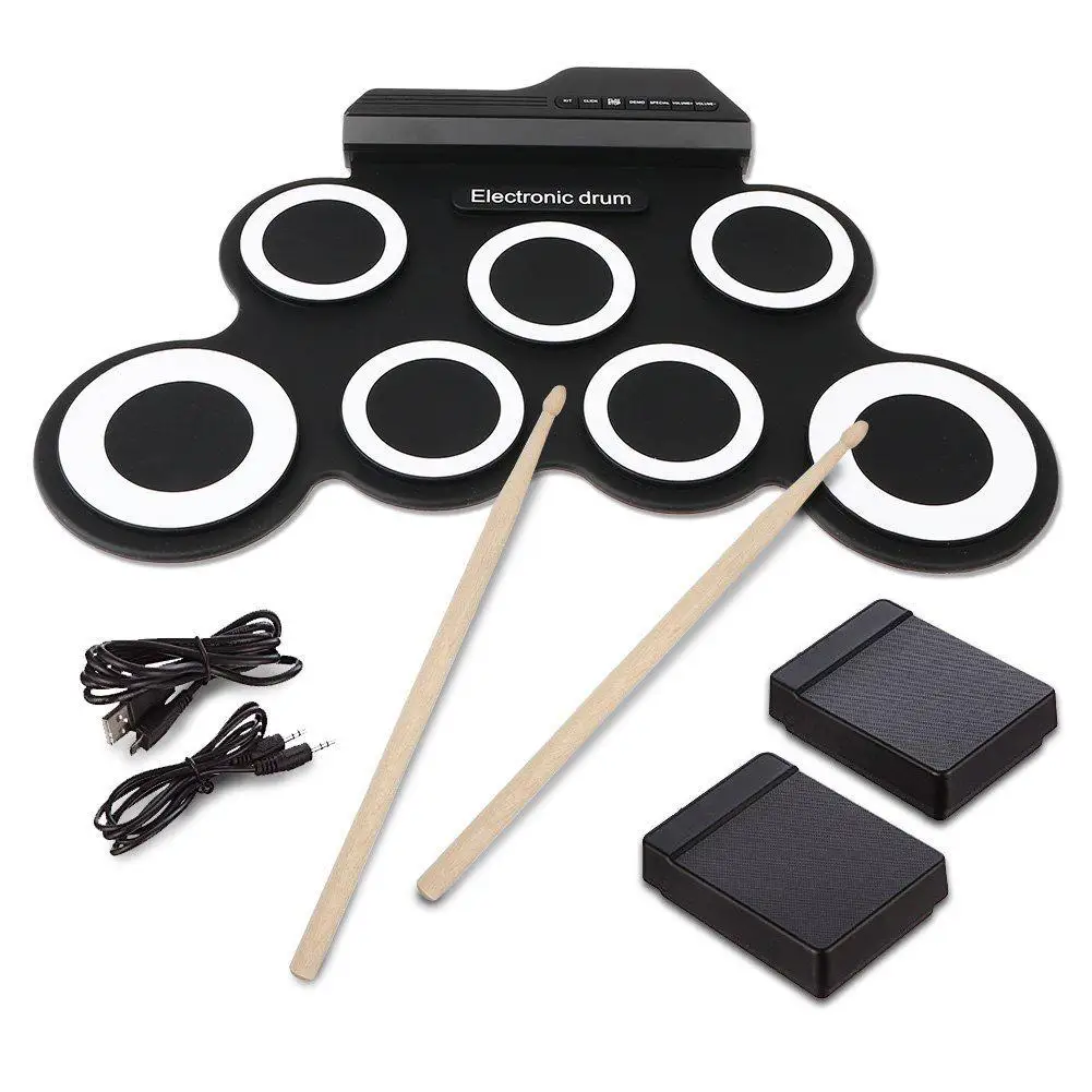 Folding Silicone Hand Roll USB Electronic Drum Portable Practice Drums Pad Kit With Drumsticks Sustain Pedal
