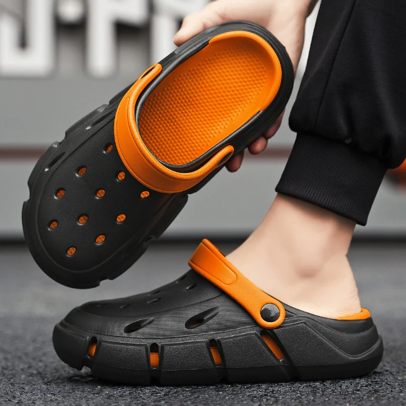 Сандалии мужские с закрытым носком босоножки дырками Нескользящие пляжные