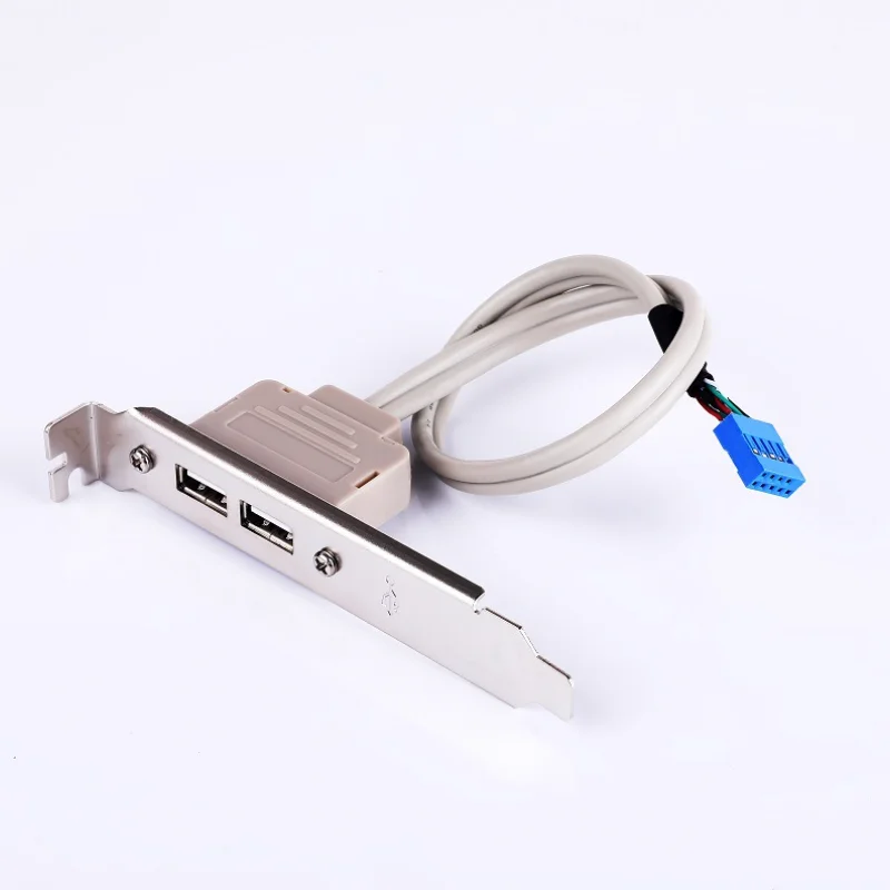 1шт Новейший высококачественный двойной порт USB задний удлинительный кабель материнской платы на рабочем столе ПК корпуса PCI 2.0 заглушка провода.